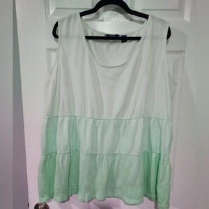 NWOT Lands' End Green & White Ombre Gauze Sleeveless Blouse in Size 1X (16W-18W)